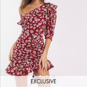 ASOS One Shoulder Rouched Mini Dress